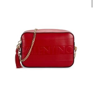 Valentino Bold Red Crossbody Bag with Gold Chain